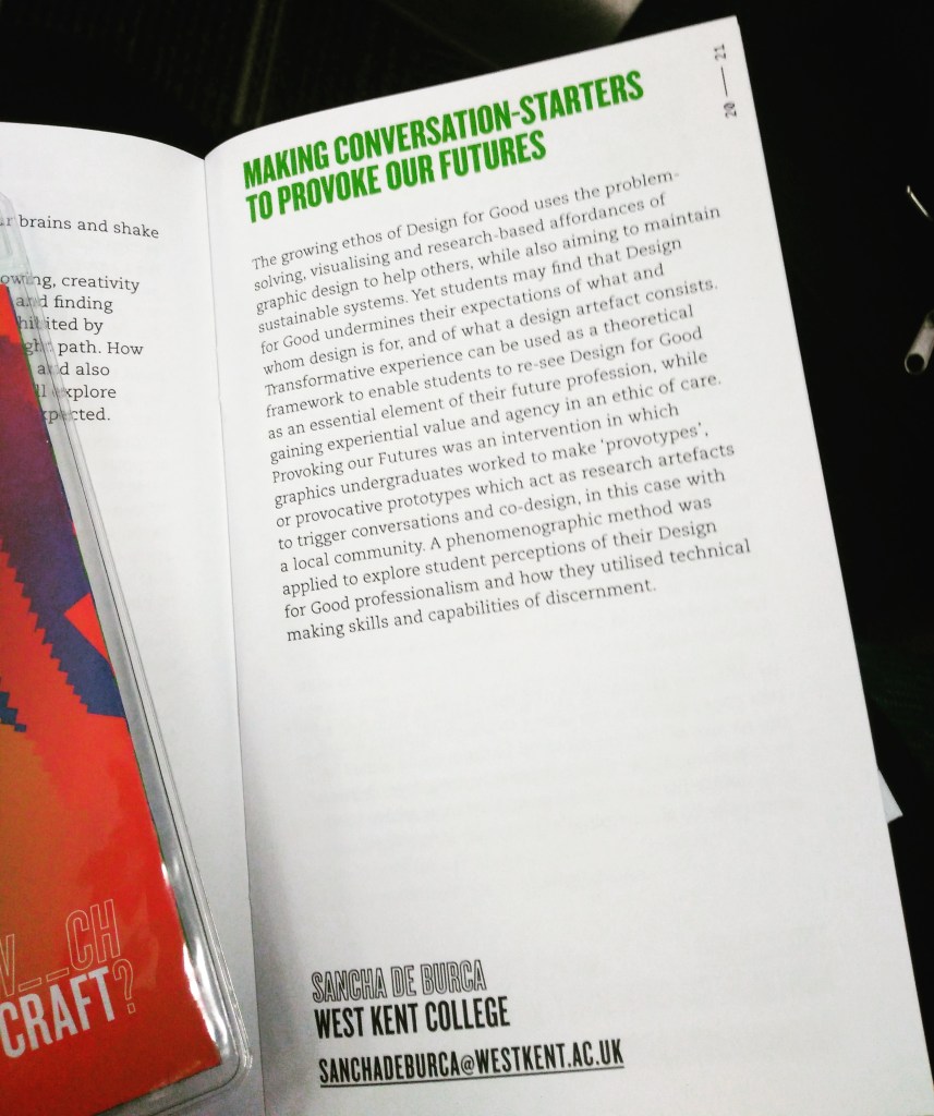 Sancha's design for good talk listed in conference booklet 